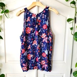 Blouse Blue Floral Sleeveless